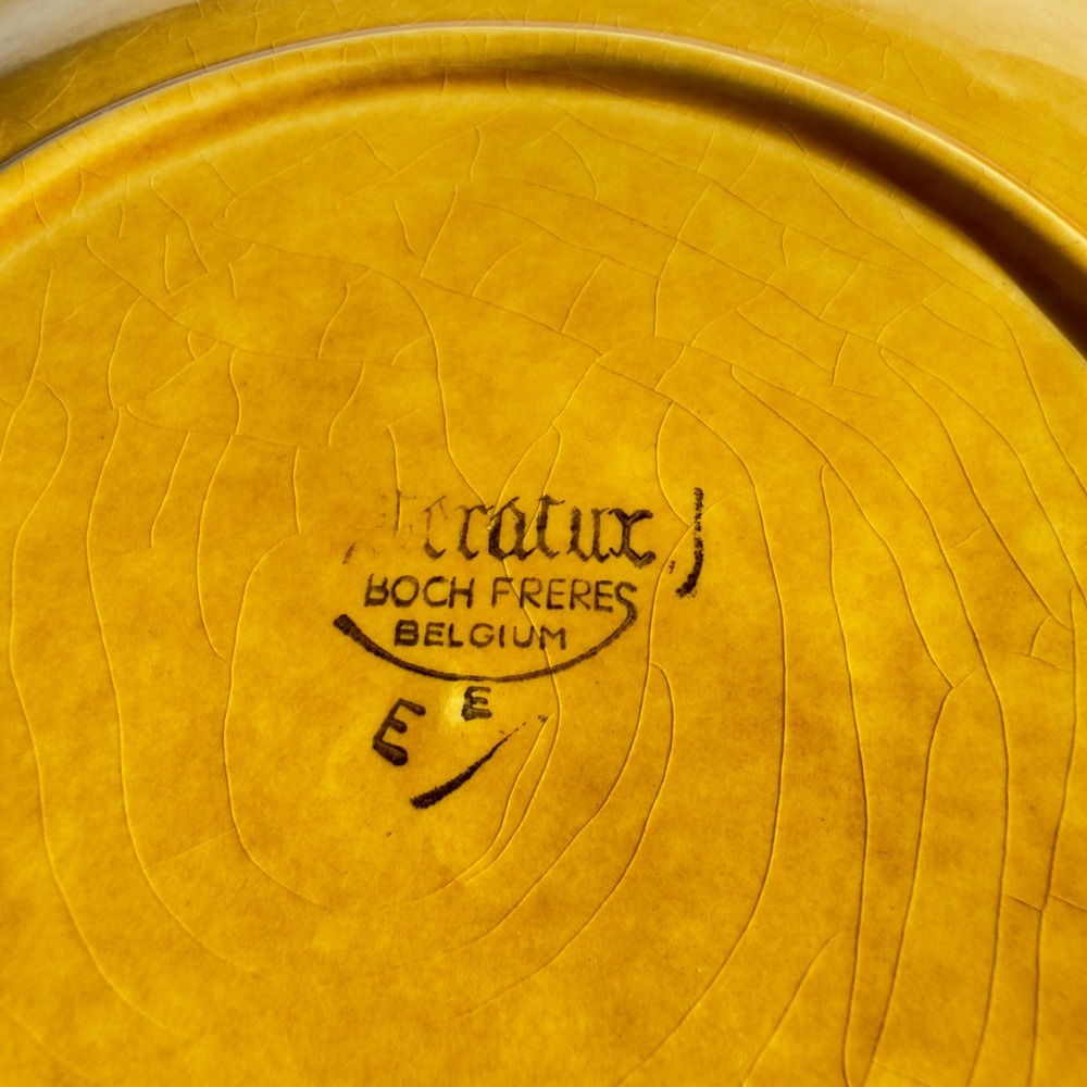 Boch Freres Keratux Divided Plate Ceramic Yellow 9.5in Vintage Belgium MCM - Picture 4 of 9
